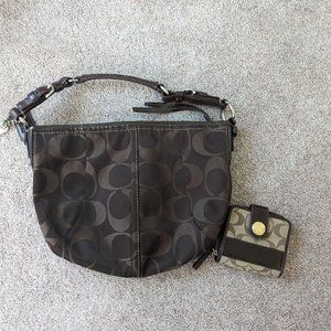 Coach Sateen Shoulder Bag Soho Hobo - Dark Brown & Wallet, No. H0868-12675